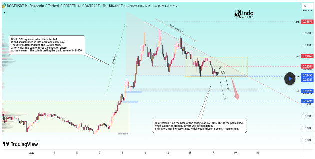 dogecoin-price-tests-panic-zone-at-$0.21,-breakdown-could-lead-to-price-crash